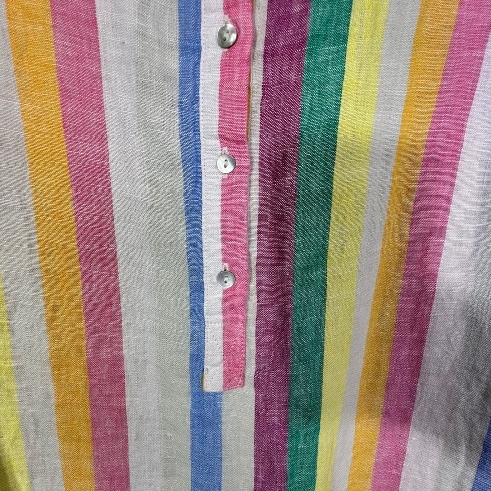C&C California Womens 1X Linen Shirt Dress Sleeveless Multicolor Stripe NWT - Picture 6 of 16